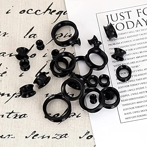 Qmcandy 26pcs 8G-1" Thin Thick Silicone Hollow Flexible Soft Ear Tunnels Kit Stretching Set3