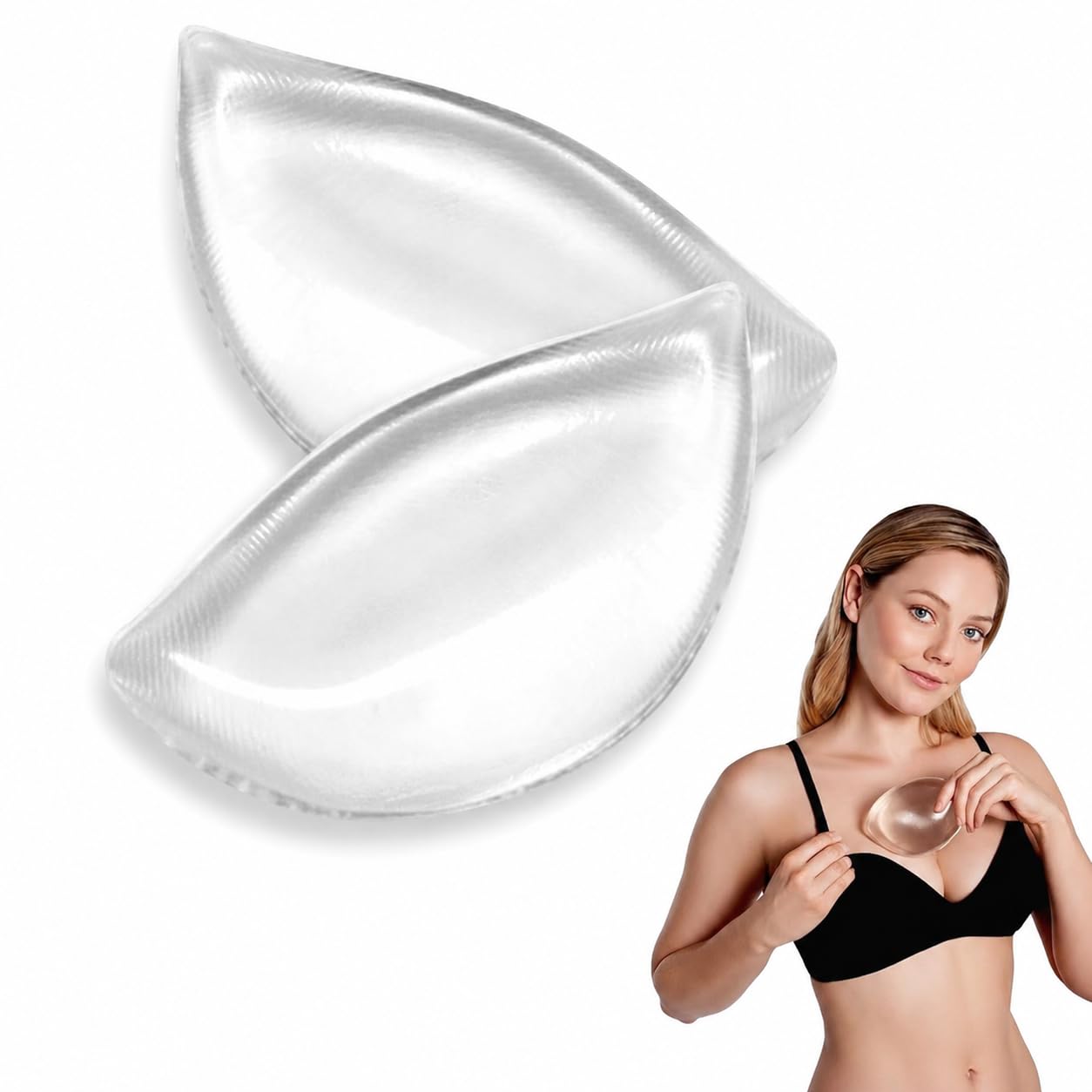 1 Paio di Inserti per Reggiseno in Morbido Silicone, Inserti per Reggiseno in Silicone, Trasparenti a Forma di v per Reggiseno, Impermeabili, Push-Up, per Costume da Bagno Bikini