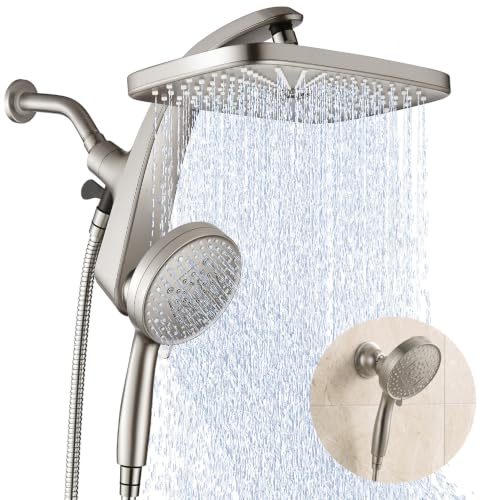 Image of Rain Shower Head with Handheld Showerhead, Nickel 1.8GPM 460311 + Holder