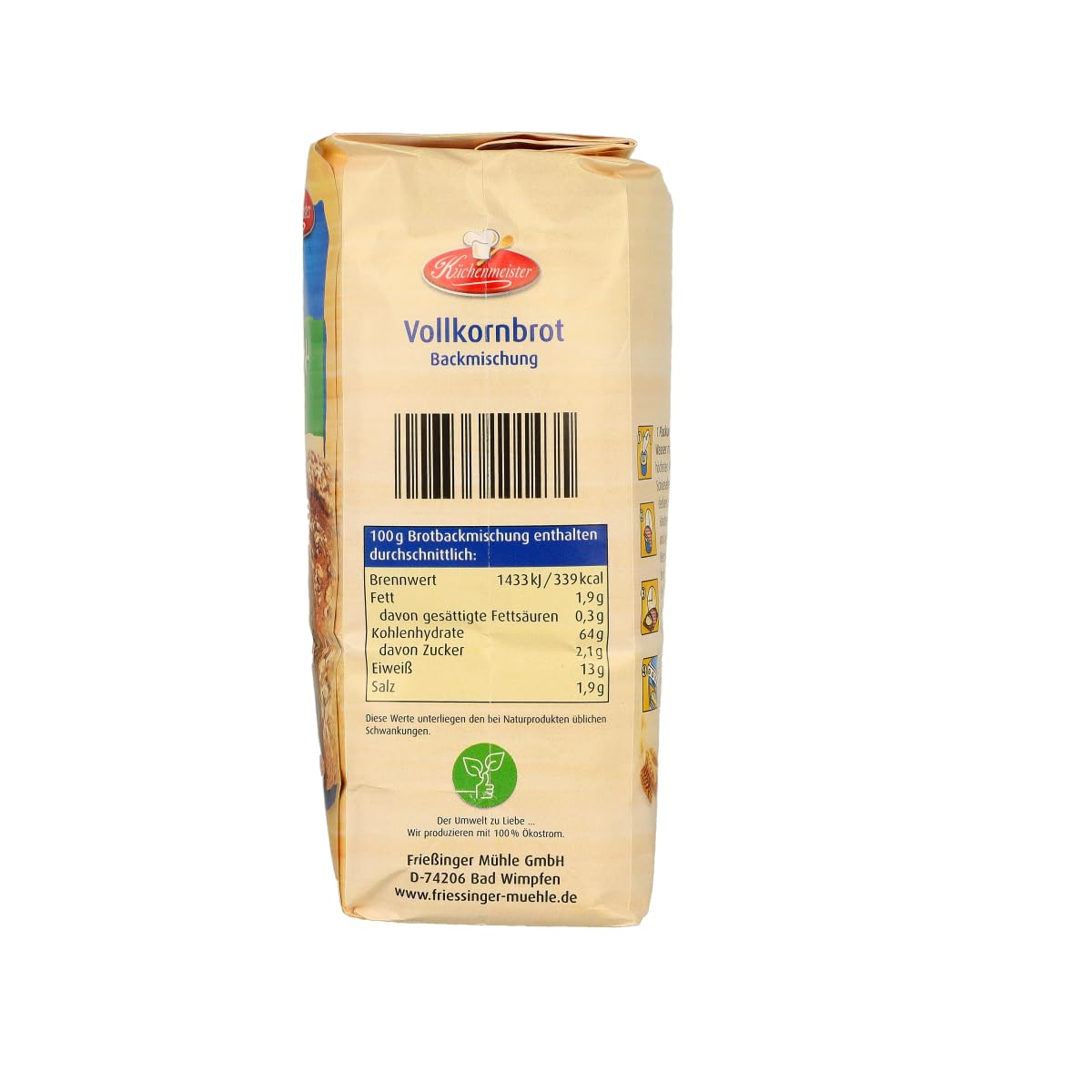 Frießinger Mühle Vollkornbrot Brotbackmischung 5x500g