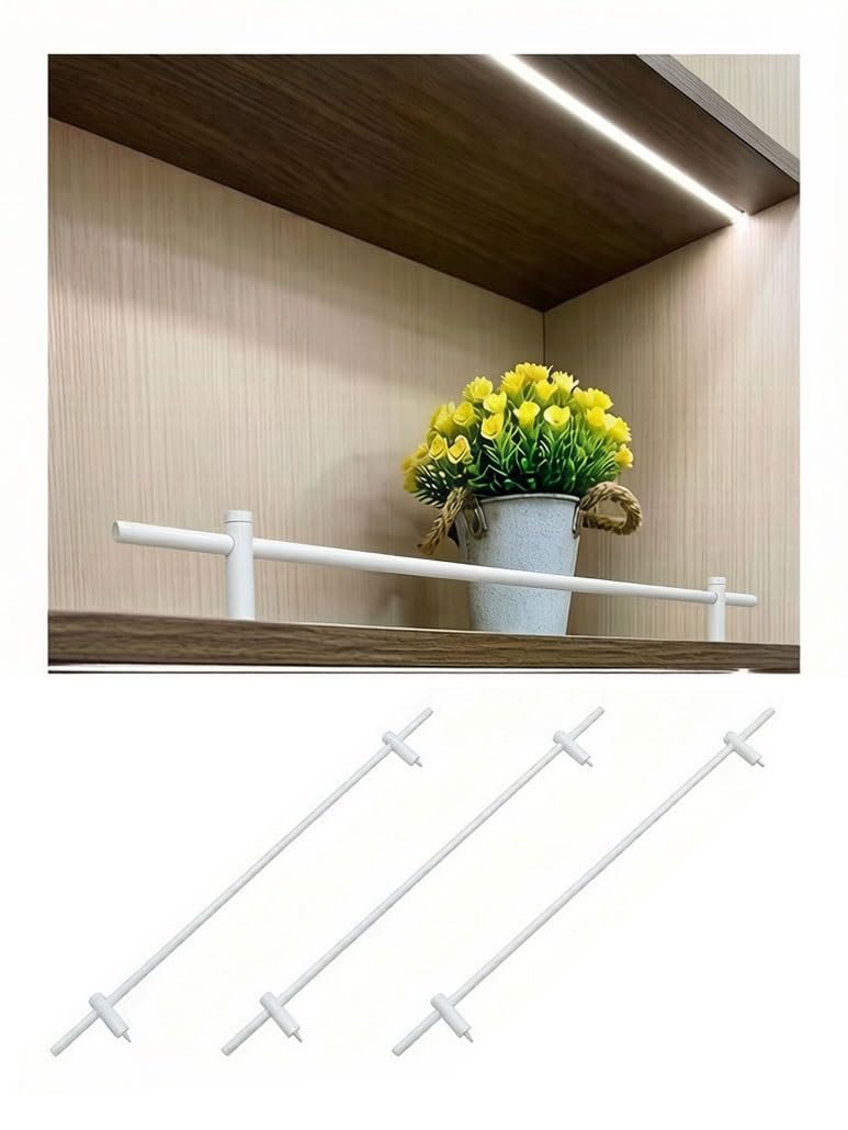 3 Packs Shelf Guard Rail for Floating Shelves, Decorative Shelf Rail Anti-Fall Fence Set Enclosure, Metal Anti-Fall Railing for Bookcase Closet Shoe Rack(3pcs White,91cm/36)