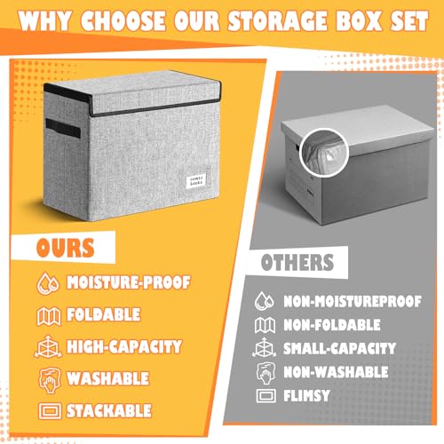 Image of Leffis Comic Book Storage, Box 15.5 inch X 7.5 inch X 11.3 inch, Collapsible Comic Short Box with Lids Holds 150 Comics Heavy Duty Comic Book Bin Container (2 pack, grey)