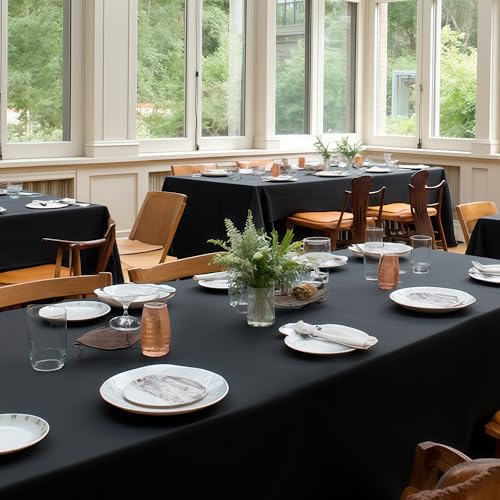 Image of sancua Black Tablecloths for 6 Foot Rectangle Tables, 10 Pack - Washable Polyester Fabric Rectangular Table Cloth, Reusable Table Covers for Wedding Party, Birthday, Banquet Reception, 54x108 Inch