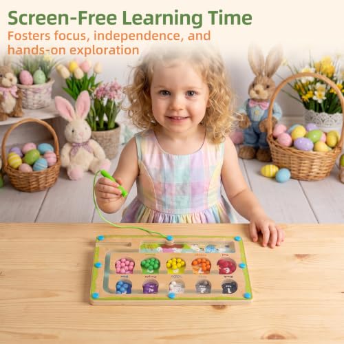 Image of WOODENFUN Magnetic Color Number Maze for Toddlers,Montessori Counting Board