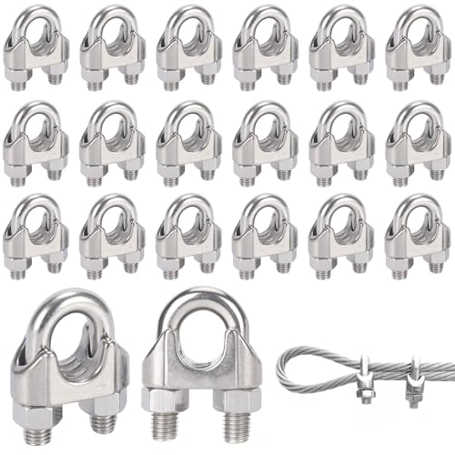 Herbst 20er Seilklemmen 3mm Edelstahl Drahtseilklemme für 3mm Drahtseil Seilklemme für Garten Zaunbau (M3)