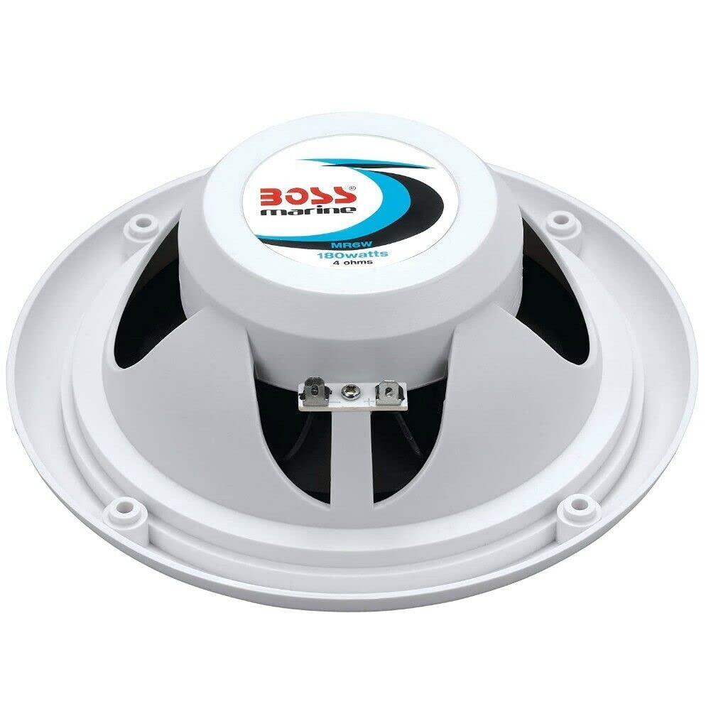 Kit Set para Boss Audio Systems MR6W 2 Altavoces Marinos náuticos 6.5" 19.00 cm 90 Watt rms 180 Watt MAX Impermeable Blanco (Set 2) Barcos + Pegatinas y Accesorios
