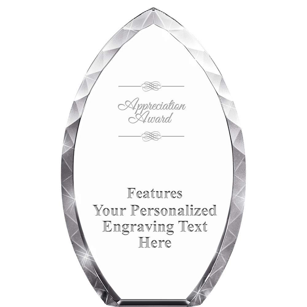 Crown Awards 8" Tear Drop Appreciation Crystal Award, Custom Engraved Appreciation Trophy, Engraving Included, Prime