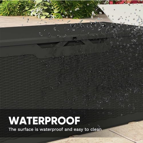 Patiowell 100 Gallon Resin Deck Box, Waterproof Large Outdoor Storage Box With Padlock For Patio Furniture And Garden Tools thumb #4
