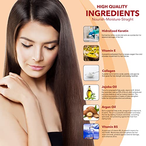 Alda Chocolate Brazilian Keratine Treatment Permanent Straightening Blowout 32 Fl Oz + Shampoo Clarifying 16 Fl Oz. #TOP1