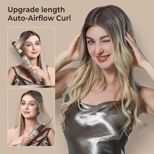 Image of 6 in ONE Blow Dryer Brush,Air Curling Iron Round Brush Blow Dryer 800W,Ionic Hair Dryer Brush for Women, Hot Air Brush Hair Styling Tools 100-120V