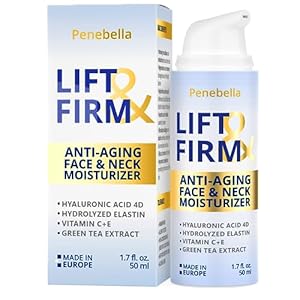 PENEBELLA New Lift & Firm Anti Aging Face & Neck Cream – Made in Europe – Firming & Lifting Anti Aging Moisturizer with Hyaluronic Acid, Elastin, Vitamin C+E