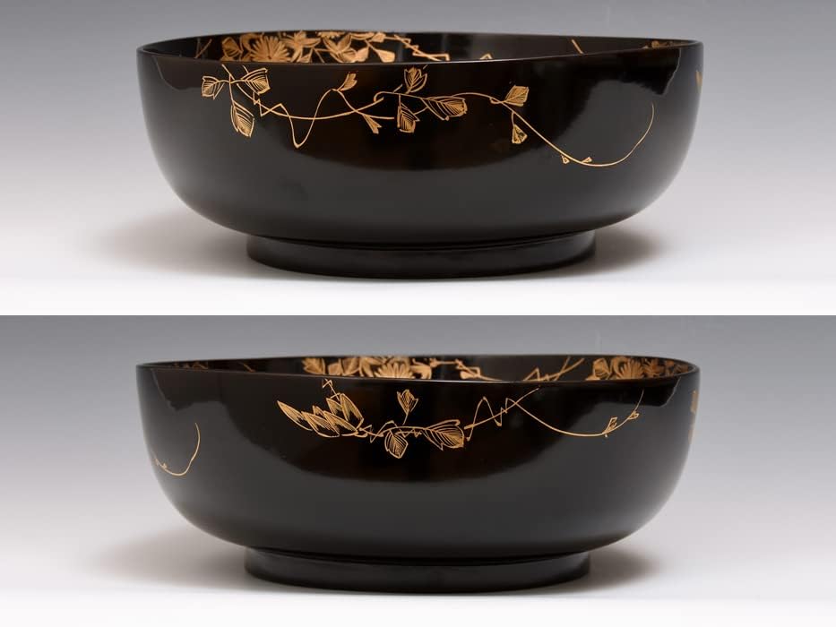 塗沈金蒔絵 大鉢 草花文 径:27.3㎝ 初期 天然木 本漆塗 木製漆器 木 塗沈金蒔絵 大鉢 草花文 径:27.3㎝ 初期 天然木 本漆塗 木製漆器 木