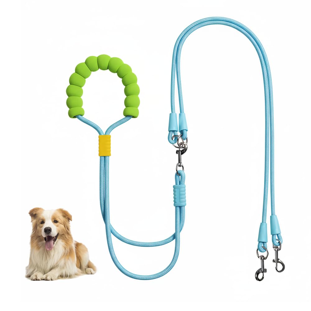Double Dog Lead,5.9ft No-tangle Multiple Dog Splitter with 360° Swivel Clip & Thickened Widened Handle for Walking Training Jogging Hiking