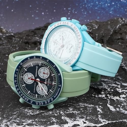 Image of Niziruoup Bands for MoonSwatch Watch,Curved end No Gap,Premium Silicone Rubber Watch Strap for Omega X Swatch Moonswatch Speedmaster /Rolex /SEIKO 20mm 22mm Watch Strap Replacement Band for Men Women