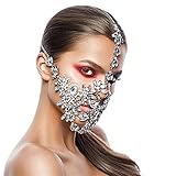 KAMIZE Halloween Rhinestone Crystal Masquerade Party Exaggerated Mask Party Fashion Accessories Cosplay