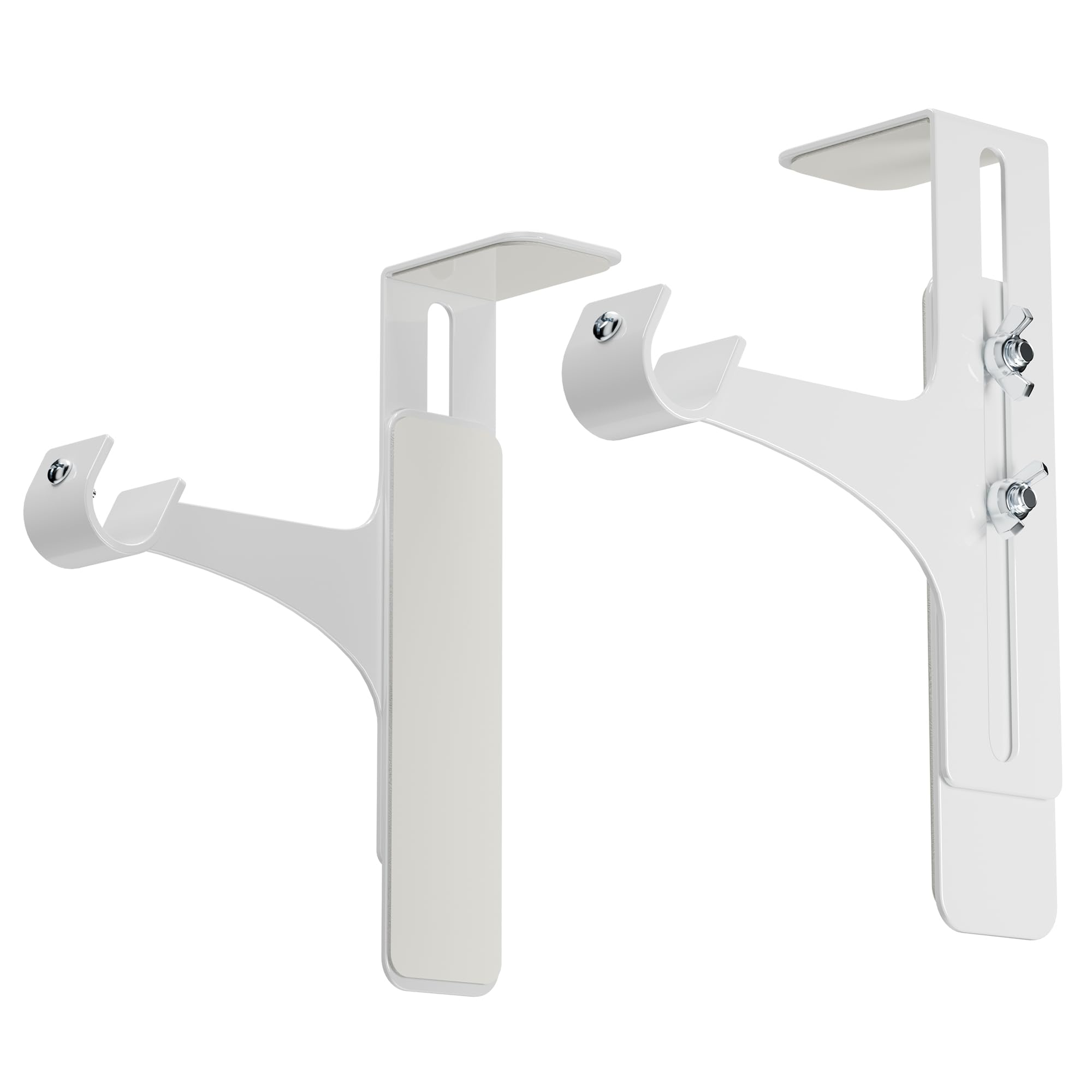 Set di 2 supporti per aste per tende senza foratura, in metallo e resistenti, adatti a tutti i cassonetti per tapparelle, Ø20-28 mm, asta per tende senza foratura cassonetto per tapparelle, bianco