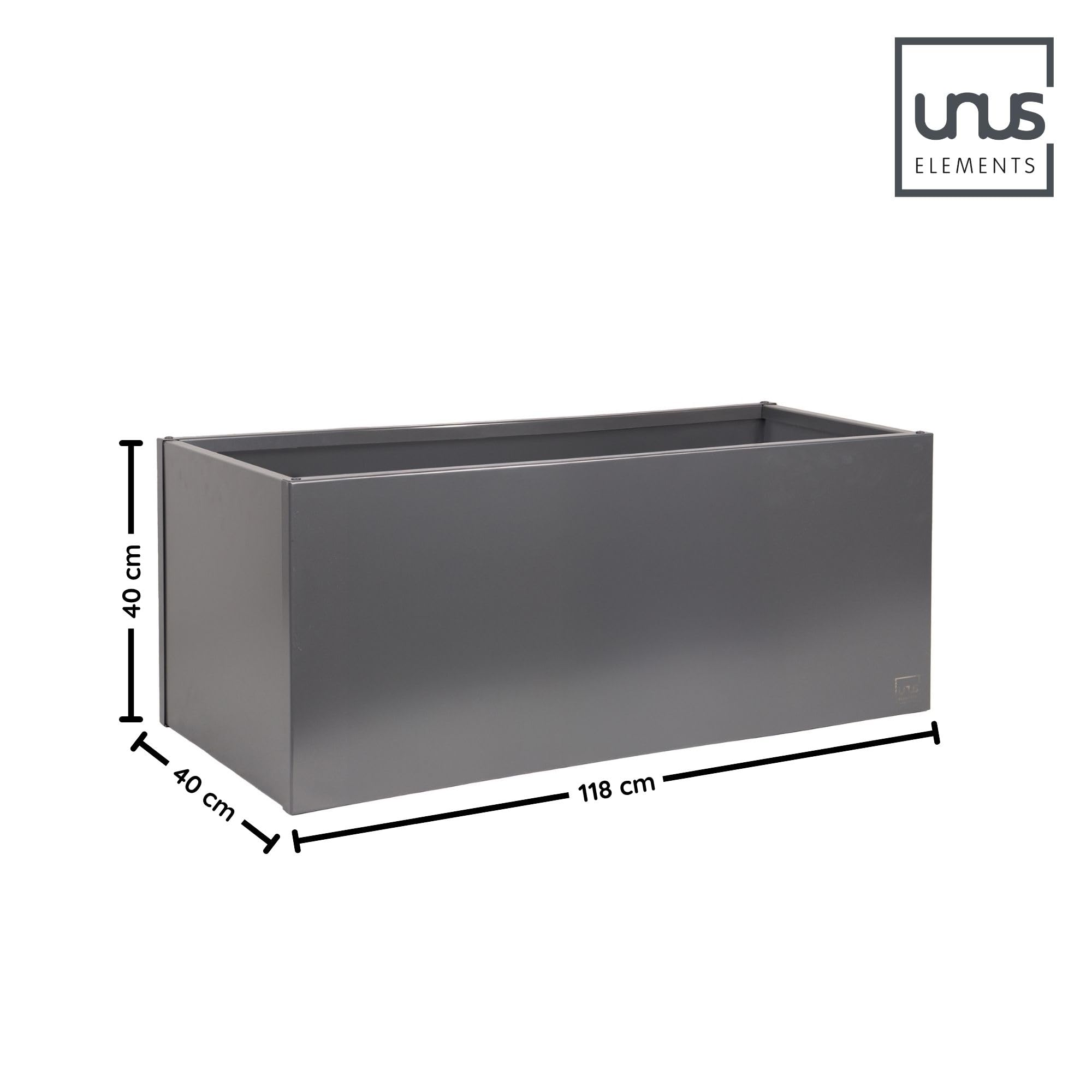 UNUS Macetero rectangular 118 x 40 x 40 cm, antracita, resistente a la intemperie, moderno, rectangular, para jardín, terraza, balcón