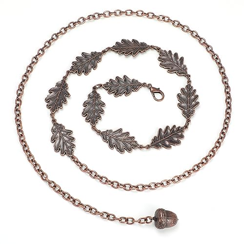 Whimsigoth Oak Leaf and Acorn Metal Chain Leaf Belt, Cottagecore Renfair Accessories Fantasy Costume2