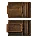 Le'aokuu Mens Genuine Leather Cowhide Clip Credit Card Case Handy Slim Wallet Magnet (W1017 Dark Brown)