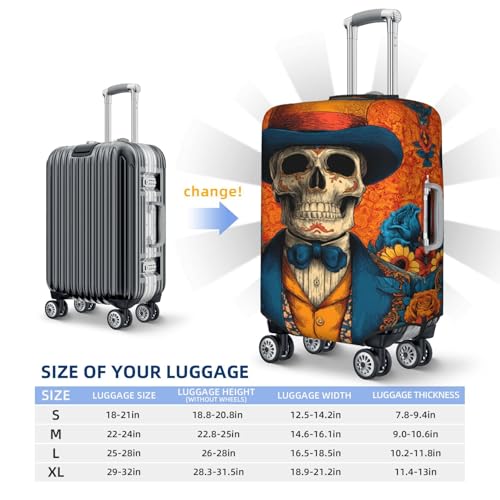 Day Of The Dead Vintage Skeleton Elastic Travel Luggage Covers Dustproof Scratch-Resistant Suitcase Protector Fit 22-24 Inch4