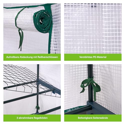 Bramble - Premium Garten Foliengewächshaus für Balkon & Terrasse mit 4 Etagen, Stahlrahmen & Verstärkter PVC-Abdeckung - Stabil & Einfach zu Montieren - 160x69x49cm