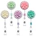 Soleebee Retractable Resin Rhinestones ID Badge Reels/Badge Holder with 360° Swivel Alligator Clip 24 inch Retractable Cord 5 Pack (Sakura)