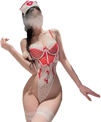 ZYTC Womens Sexy Nurse Costume Anime Cosplay Nurse Lingerie Set with Headband Doctor Uniform Halloween Costumes