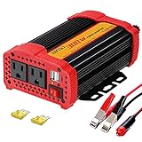 300W Car Power Inverter DC 12V to 110V AC Car Plug Converter with 2 x 2.1A Dual USB Ports Car...