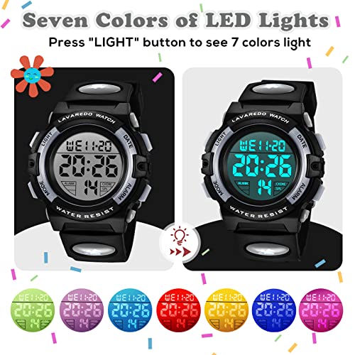 Image of Kids Watch,Boys Watch for 3-15 Year Old Boys,Digital Sport Outdoor Multifunctional Chronograph LED 50 M Waterproof Alarm Calendar Analog Watch for Children with Silicone Band,Kids Gift