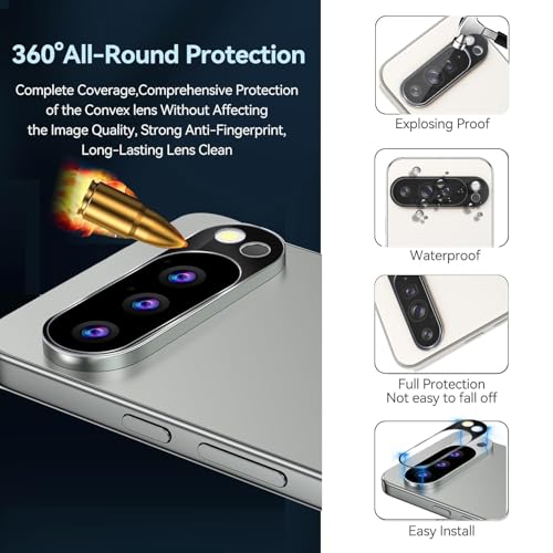 Image of PreCure (2 Pack) Camera Lens Protector for Google Pixel 10 Pro - 9H Tempered Glass, HD Clarity, Precise Camera Cutouts, Anti-Scratch, Anti-Fingerprint Lens Guard (Black)