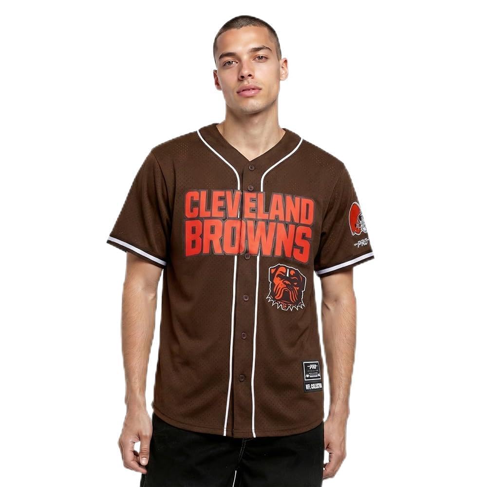 Pro Standard Mens NFL Cleveland Browns Mesh Button Down Mesh Top Brown M