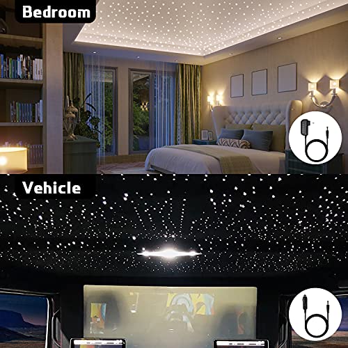 Amki Car Use 6W Bluetooth Fiber Optic Lights Star Ceiling Light Kits,Sound Activated App Remote Control Light Source With 150Pcs*0.03In*6.5Ft Fiber Optic Cable Strand Home Decoration Sensory Lighting #TOP4