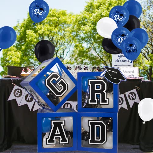 Dazonge Blue Graduation Party Decorations 2023 - Set Of 4 Graduation Balloon Boxes With 40 Latex Balloons & 4 Lighted Strings - So Proud Of You 2023 Graduation Decorations For Any Grades Ceremony #TOP6