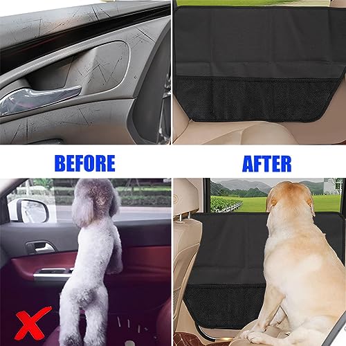 BESULEN Car Door Guard for Dogs, 2 Pack Pet Protector for Auto Door Window, Waterproof Oxford Cover with Net Storage Pockets, Anti Scratch Guard for Dog Cat Pet, Car Interior Accessories - Thumbnail 3