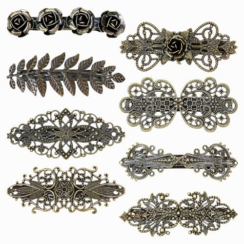 inSowni 8 Piezas Pinzas para el Cabello en Metal Bronce Vintage con Diseño de Hojas y Flores miniatura 1