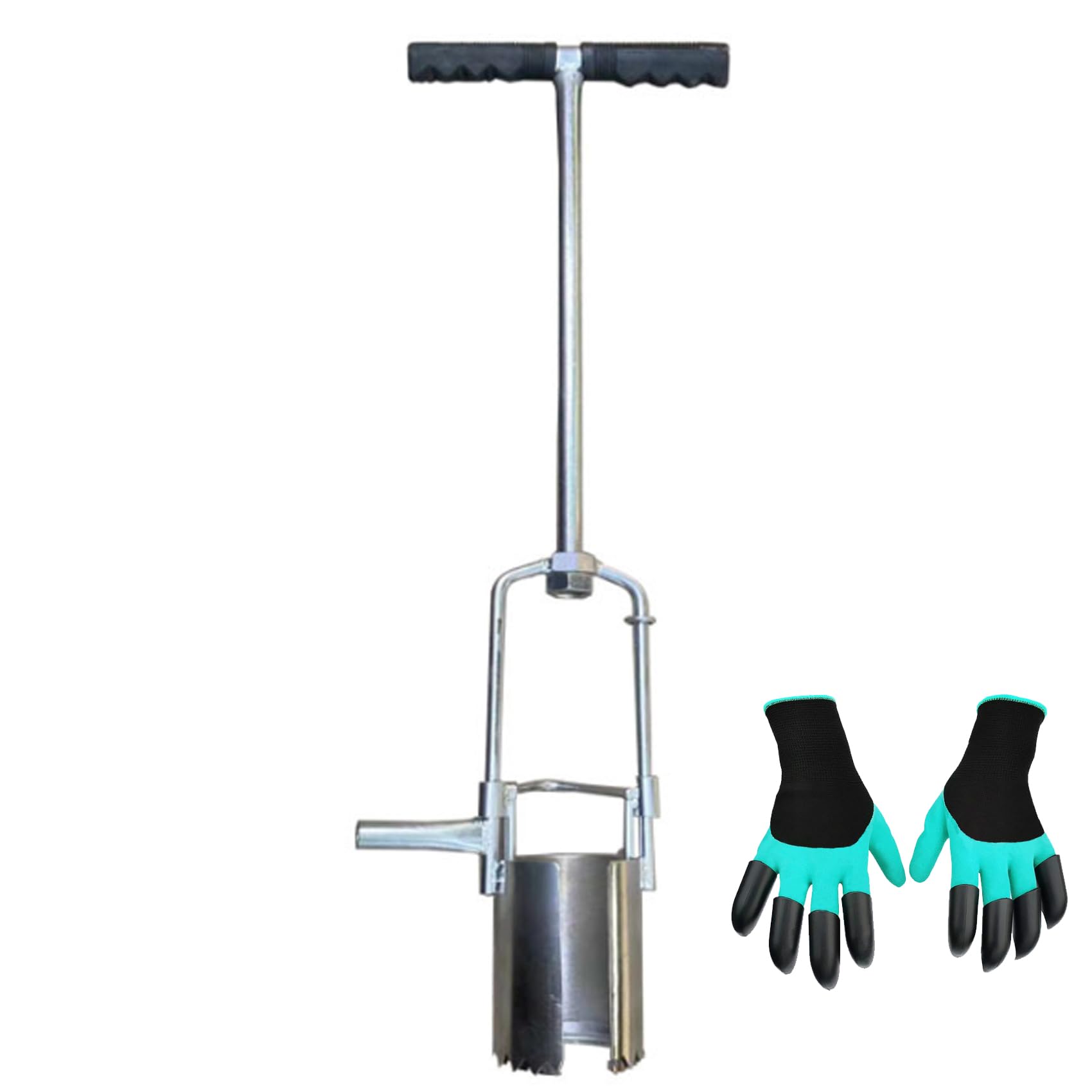 Trasplantador De PláNtulas De Plantador De Bulbos De Mango Largo, Trasplantador De Bulbos De JardineríA con Base Dentada, Mango De Agarre De Goma Suave Antideslizante