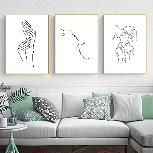 Peinture sur toile abstrait noir et blanc décoration murale moderne affiche nordique 60x90