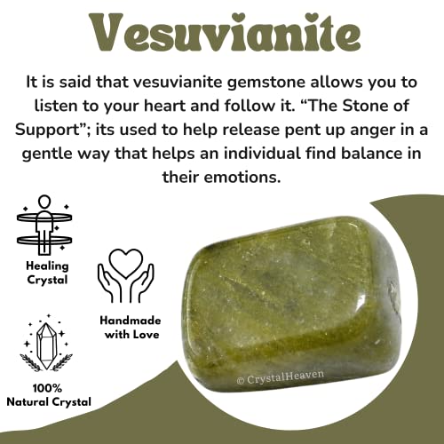 Image of Certified Vesuvianite Crystal Healing Tumbled Stone, Natural Polished Crystals for DIY Crafts, Manifestation, Meditation, Pooja Feng Shui and Reiki Healing (30 Grams)