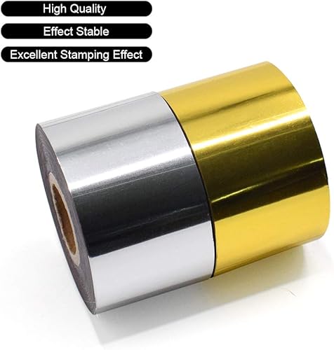 Miniatura 10 de 2 rollos de papel de aluminio para sellar de 24.9 x 3.9ft, papel de poliuretano anodizado de transferencia de calor para máquina de estampar de