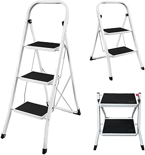Mini Step Ladder 2 Step, Lightweight Step Stool with Widened Platform, Multi Purpose and Anti-Slip Folding Step Stool for Home, Office, Kitchen, Garage, Maximum Load 330lb