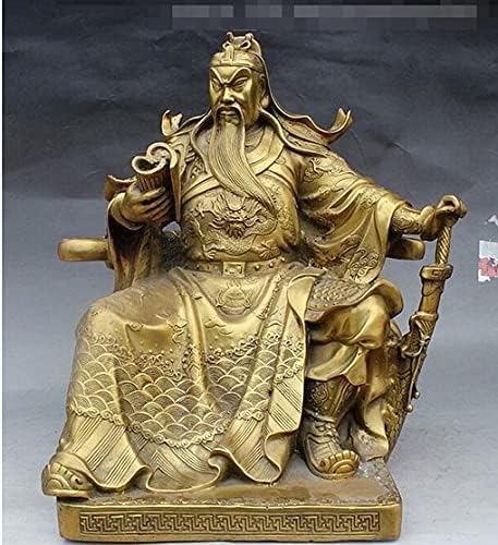 GaYouny Buddha Statue 14" Folk Fengshui Bronse Tiger Sittende bok Guan Gongyu Statue