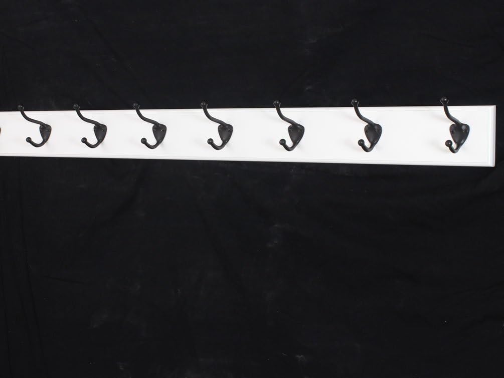 White Coat Rack with Oil Rubbed Bronze Hat & Coat Style Hooks (20" x 3.5" with 4 hooks)