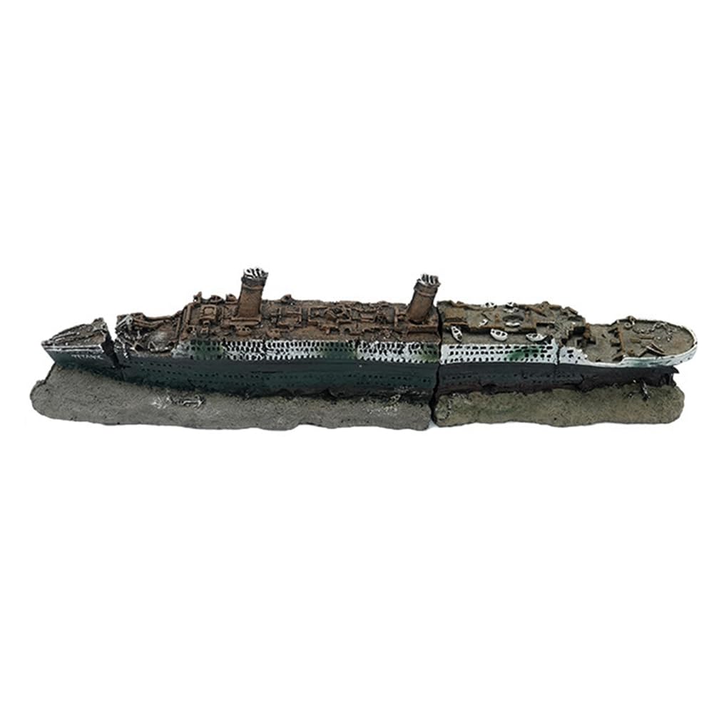 Décoration de bateau cassé en résine et cachette d'aquarium