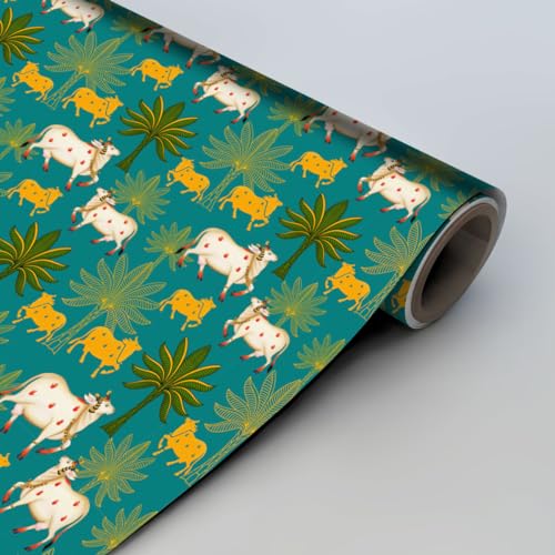 DecorKing Wallpaper Self Adhesive Wall Grain Textured Wallpaper Green PICHWAI (244cm x 41cm)