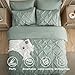 Bedsure Queen Comforter Set Sage Green - Bed in a Bag Queen Size Bedding 7 Pieces, GentleSoft™ Pintuck Bed Set Gift for Family, Pinch Pleat All Season Comforter with Sheets, Pillowcases & Shams
