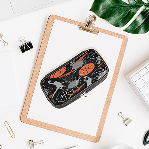 Image of Basketball Pencil Case Basketball Slam Duck Large Capacity Pencil Pouch Simplicity Pencil Box Pencil Bag Pen Case Large Stationery Organizer Bag with Zipper for Kids Boy Girls School Office Supplies