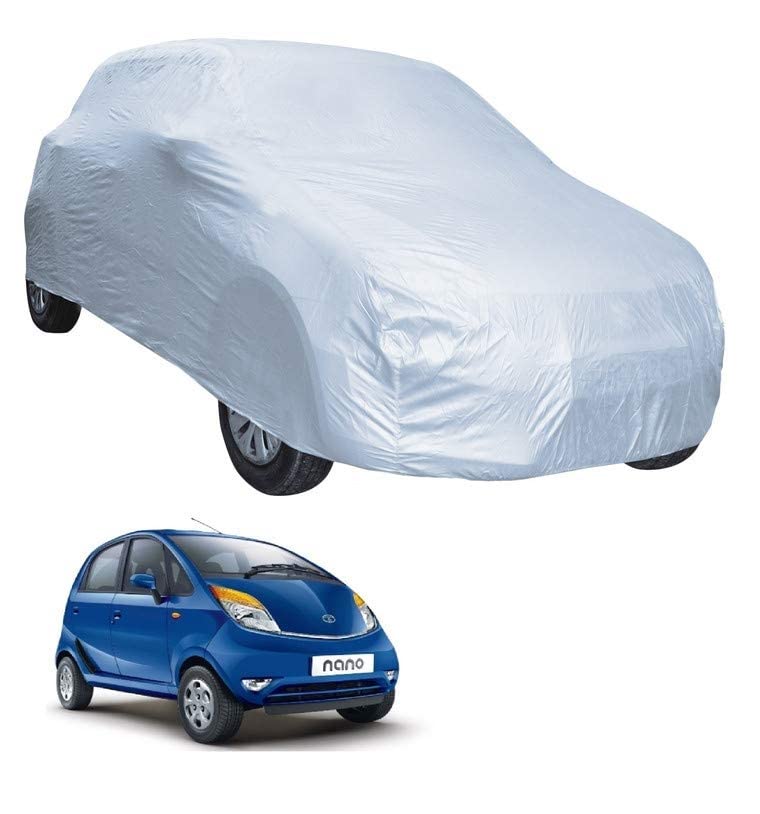 Image of Auto Hub Car Cover Compatible with Tata Nano with Weather Proof, Triple Stitched, Nano Car Cover- Plain Silver