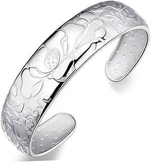Pulseiras Femininas Pulseiras Femininas Pulseiras De Jóias Pulseira Aberta Pulseira Banhada Flor De Lótus Acessórios Miss Pulseira Prata Prata Aberta Pulseiras De Jóias
