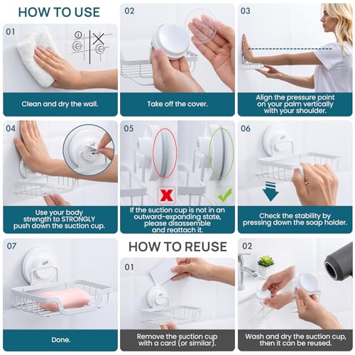 Image of TAILI Soap Dish, Bar Soap Holder Suction Cup, Stainless Steel Sponge Holder