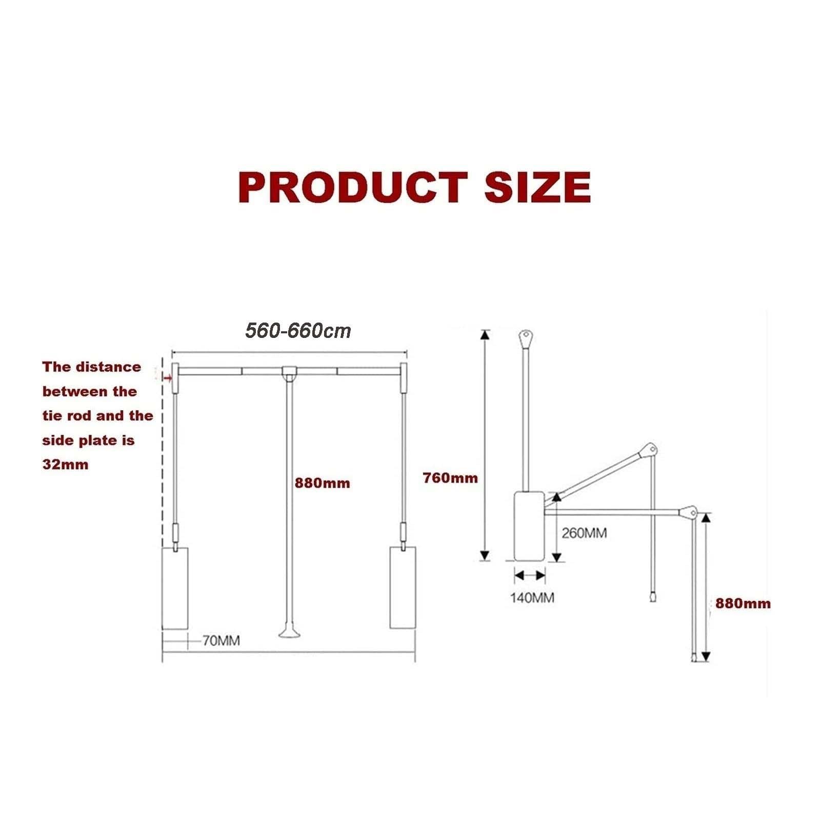 Percha de acero inoxidable para armario, barra extensible para armario, barra retráctil de ancho ajustable, diseño de elevación suave, soporta hasta 30 kg, ahorra espacio o, un color, 560 x